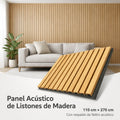 Panel Acústico de Listones de Madera Premium – 270 × 110 cm