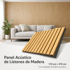 Panel Acústico de Listones de Madera Premium – 270 × 110 cm